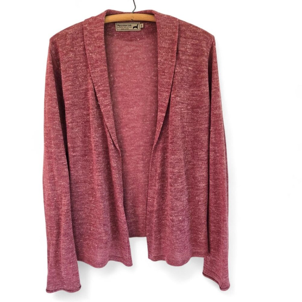 Cozy Open-Front Cardigan Sweater - Dusty Rose 100% Alpaca - One Size fits Most